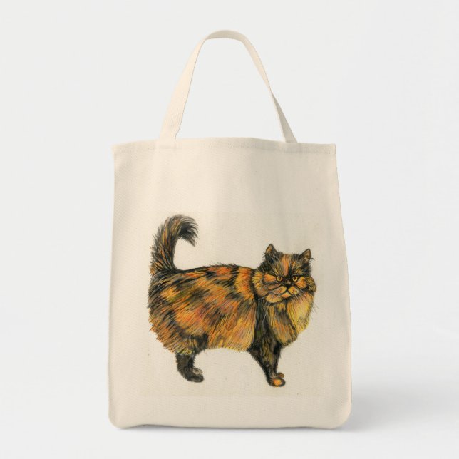 Brown Tabby katt Tote Bag Mini Tygkasse (Framsidan)