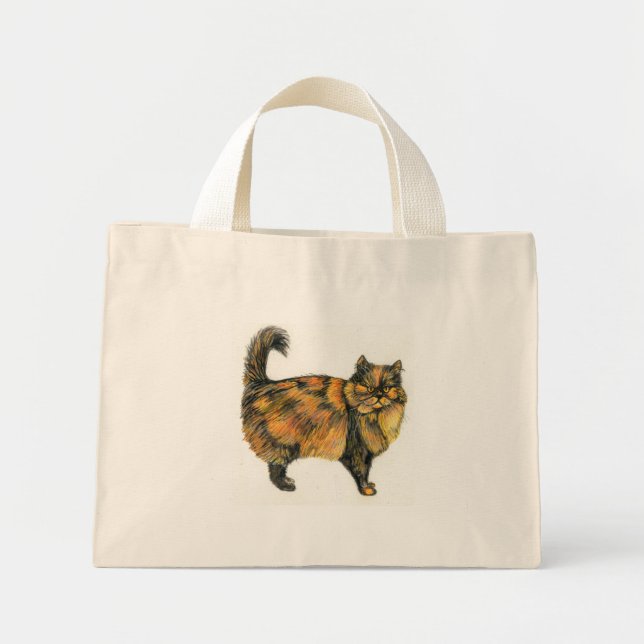 Brown Tabby katt Tote Bag Mini Tygkasse (Framsidan)