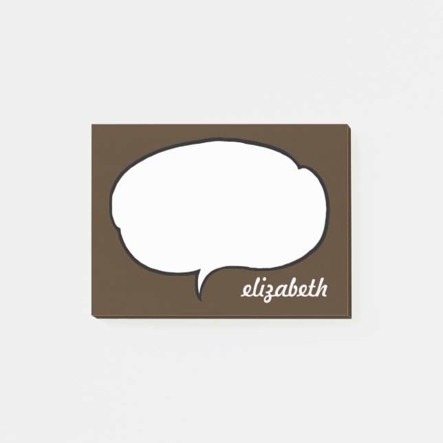 Brown Talk Bubble Personlig Namn Post-it Block (Framsida)