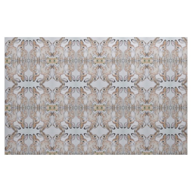 Brown Tan Baby Bunny Rabbit Living Roligt Fabric Tyg (Fat Quarter)