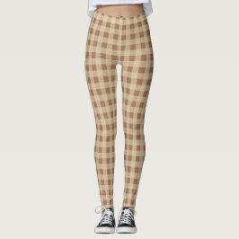 Brown Tan Beige Buffalo PChecked-Trendig Leggings