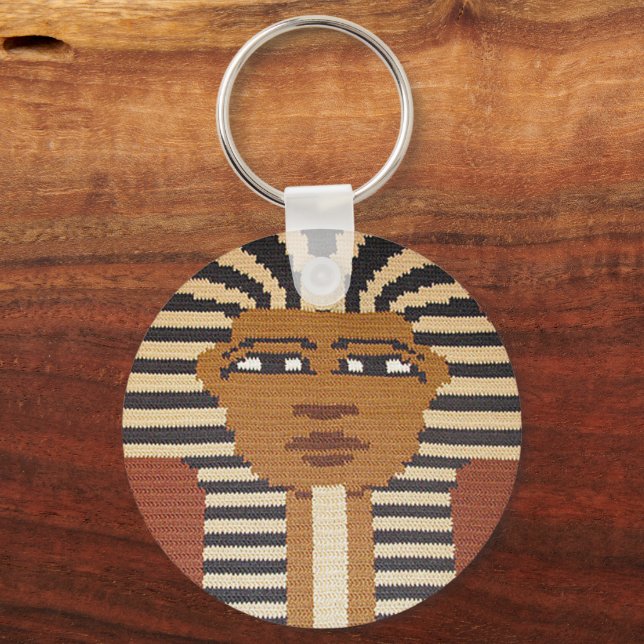 Brown Tan Black Pharaoh Kung Tut Crochet Skriv ut  Nyckelring (Framsida)