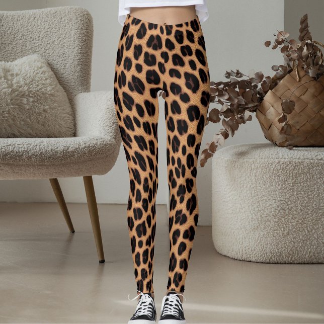 Brown Tan Black Spots Pattern Safari Leopard Print Leggings (Skapare uppladdad)
