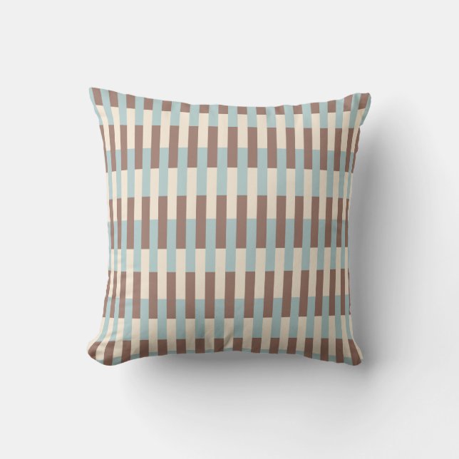 Brown Tan Blue Rand Kudde (Framsida)