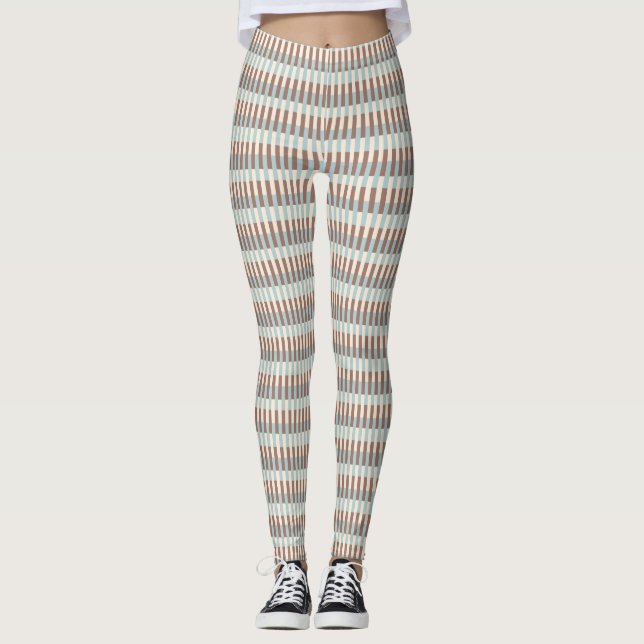 Brown Tan Blue Rand Leggings (Framsida)