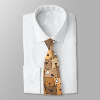 Brown Tan Hund älskare Retro Tie Slips
