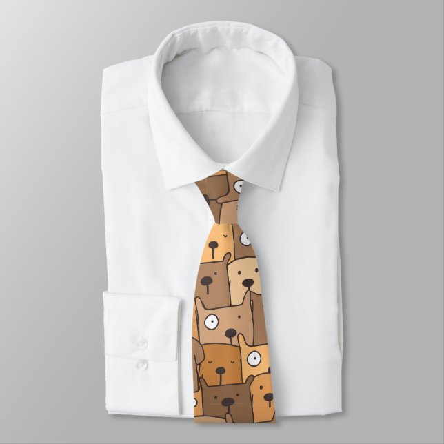 Brown Tan Hund älskare Retro Tie Slips (Bunden)