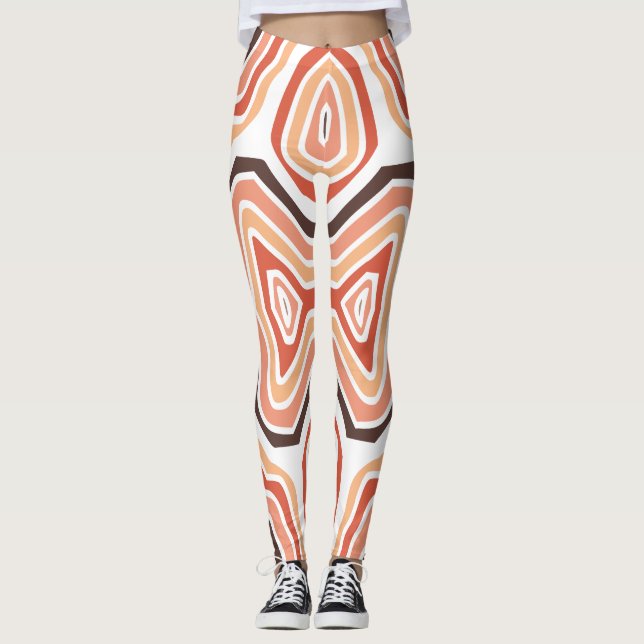 Brown Tan Orange Swirls Abstrakt Leggings (Framsida)
