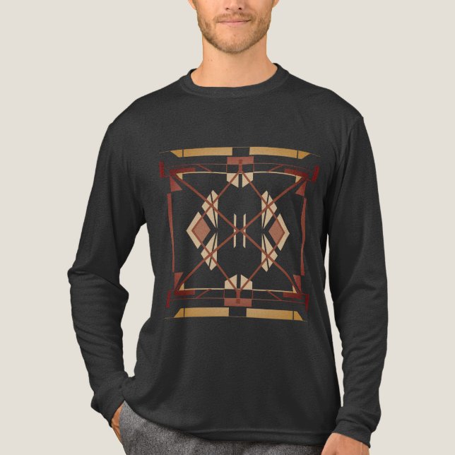 Brown Tan Rust Southwest Art Crisscross Abstrakt T Shirt (Framsida)