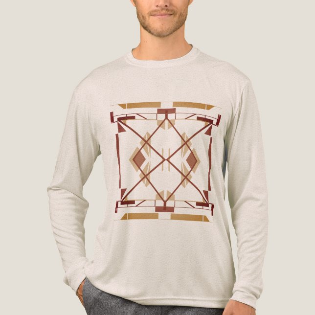 Brown Tan Rust Southwest Art Crisscross Abstrakt T Shirt (Framsida)