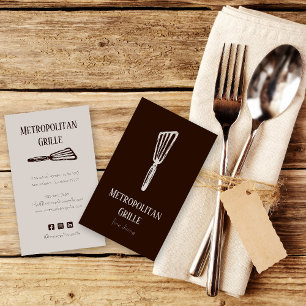 Brown Tan Spatula Restaurant Chef Visitkort
