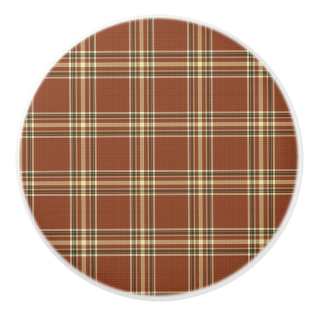 Brown Tartan Ceramic Knob Knopp (Framsidan)