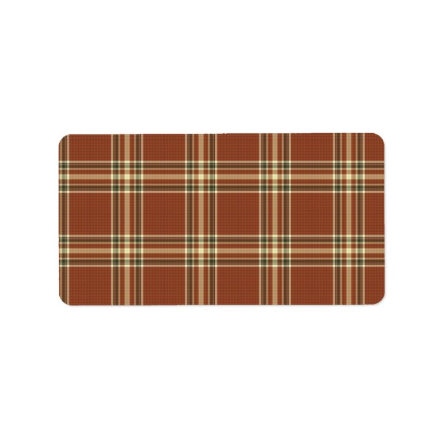 Brown Tartan Labels Adressetikett (Framsidan)