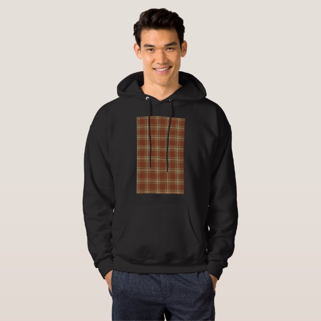 Brown Tartan Manar Basic Hooded Sweatshirt (Hel framsida)
