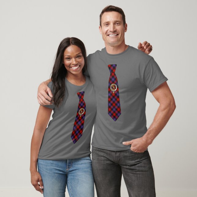Brown Tartan Necktie T-Shirt w/Badge (Unisex)