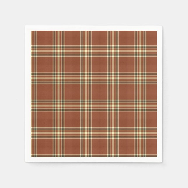 Brown Tartan Papper Napkins Pappersservett (Framsidan)