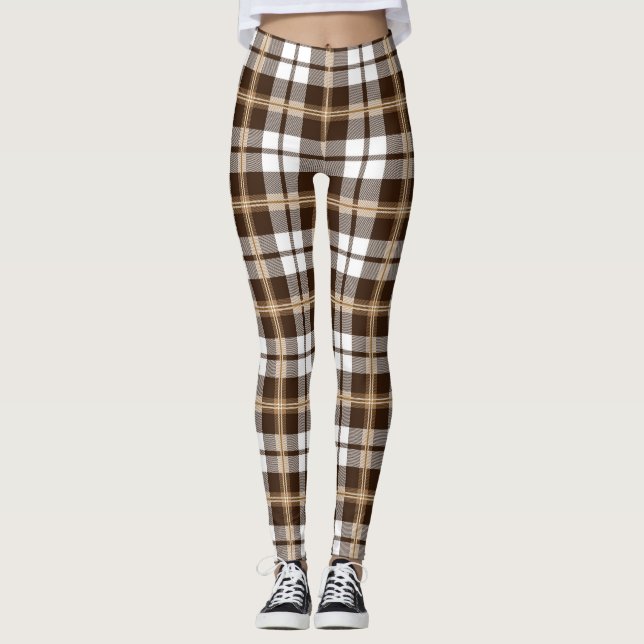 Brown Tartan Play Scottish Mönster Leggings (Framsida)