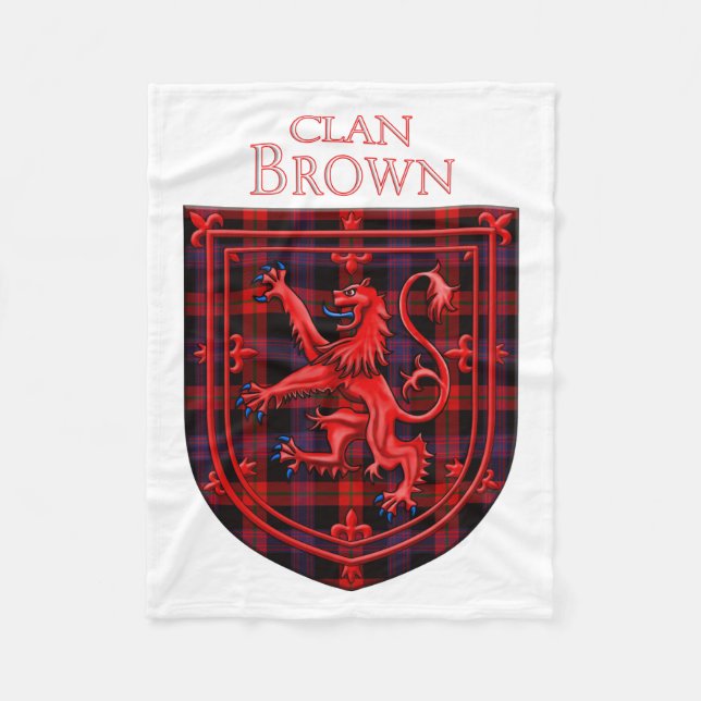Brown Tartan Scottish Play Lejon Rampant Fleecefilt (Framsidan)