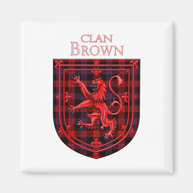 Brown Tartan Scottish Play Lejon Rampant Magnet (Framsidan)