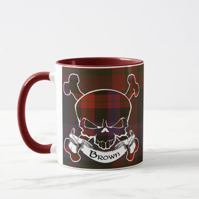 Brown Tartan Skull Mugg (Vänster)