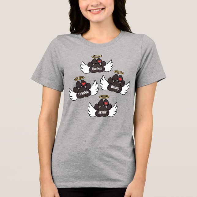 Brown Tassar Red Heart Angel Vingar 4 Hundar Memor T Shirt (Framsida)