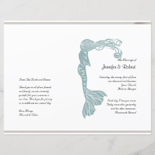 Brown Teal Art Deco Posh-Bröllopsprogrammet