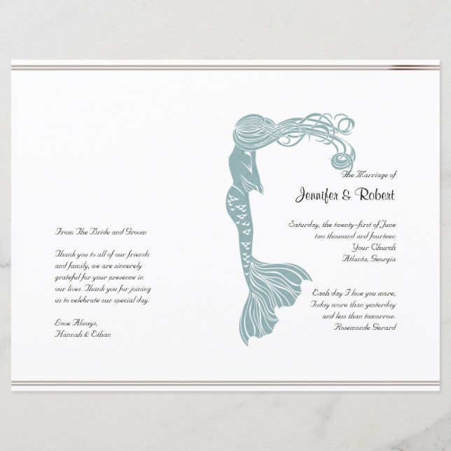 Brown Teal Art Deco Posh-Bröllopsprogrammet (Framsida)