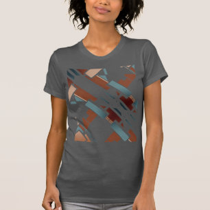 Brown Teal Beige Diagonal Southwest Art look Motif T Shirt