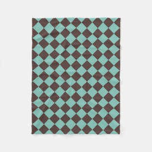 Brown Teal Checker Diamond Mönster Fleecefilt