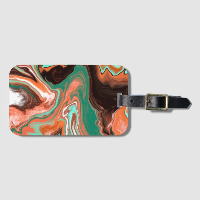 Brown, Teal, Orange Marble Digital Art Bagagebricka (Framsida horisontal)