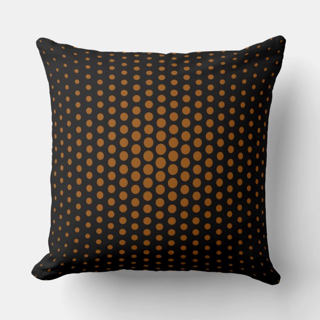 Brown Techno Dots Modern Black Kudde (Framsida)