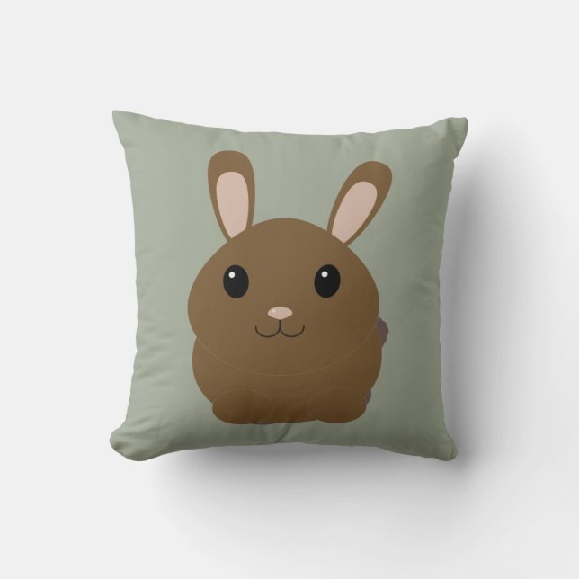 Brown Tecknad Bunny Kudde (Framsida)
