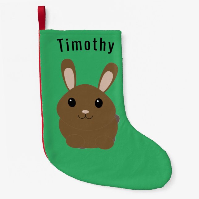 Brown Tecknad Bunny Liten Julstrumpa (Framsidan)