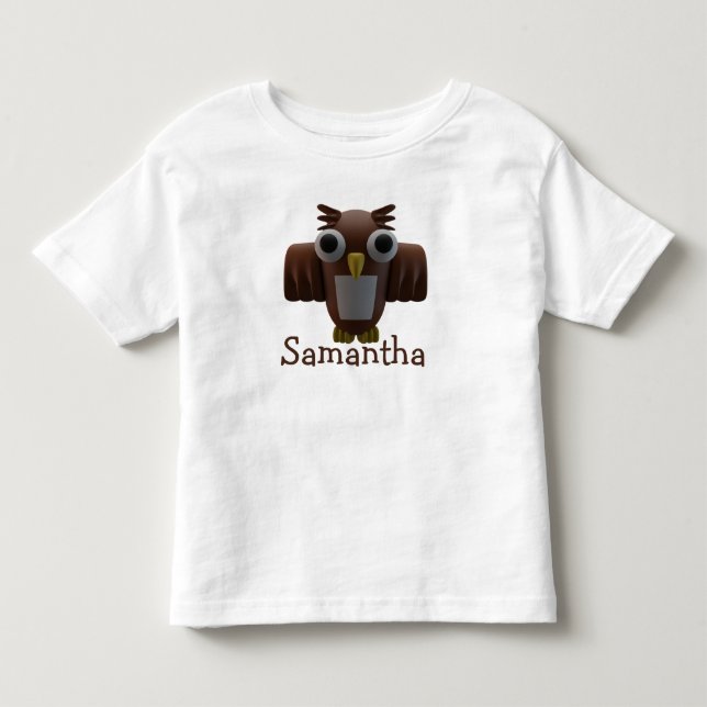 Brown Tecknad Uggla & Typography Småbarn T-shirt (Framsida)