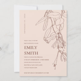  BROWN TECKNING BLOMMIGT BABY SHOWER-KORT TACK KORT