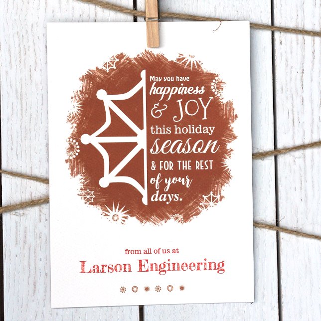 Brown, Terracotta, Red Company-julkort Inbjudningar (Burnt Orange Company Christmas Holiday Greeting Cards, Modern Orange Company Logo)