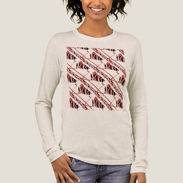 Brown Terracotta Slanted Abstrakt Tiles Mönster T Shirt (Framsida)