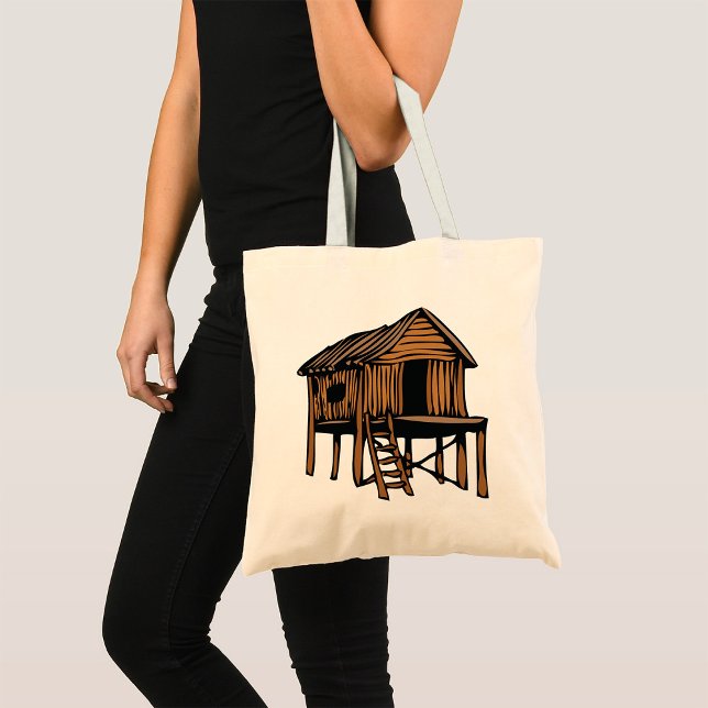 Brown Thatched House Tote Bag Tygkasse (Skapare uppladdad)