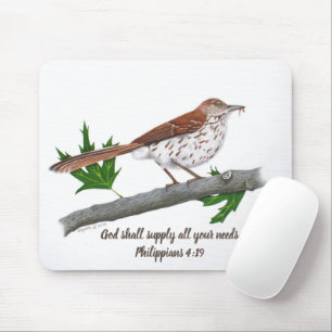Brown Thrasher Inspirational Mousepad Musmatta
