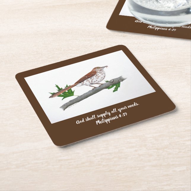 Brown Thrasher Underlägg Papper Kvadrat (Vinklad)