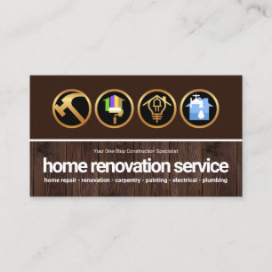 Brown Timber Wood Guld Construction Handyman Verkt Visitkort
