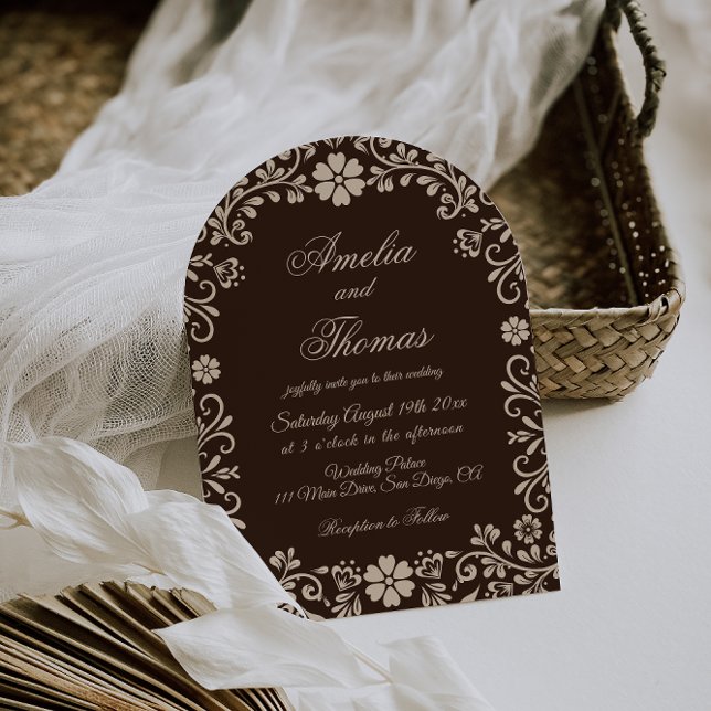 Brown Timeless Wedding  Invitation Inbjudningar (Skapare uppladdad)