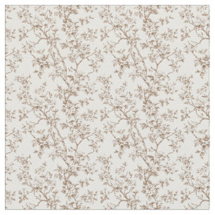 Brown Toile med Blommar och Grenar Tyg
