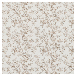 Brown Toile med Blommar och Grenar Tyg
