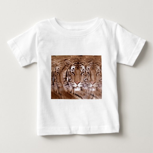 Brown Tones Tiger Ansikte Tee Shirt (Framsida)