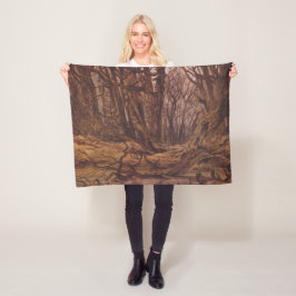 Brown Träd Trunks in en Autumnal Forest Fleecefilt