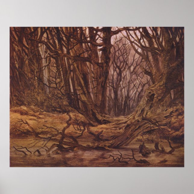 Brown Träd Trunks in en Autumnal Woodland Forest Poster (Framsidan)