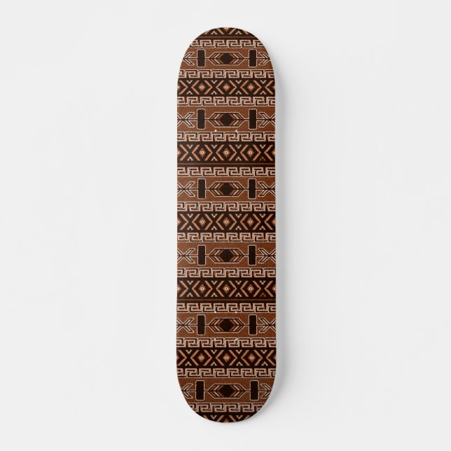Brown Tribal Mönster Skateboard Bräda 20,5 Cm (Framsida)
