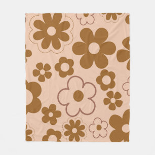Brown Tropical Blommigt Botanical Vår Summer Fleecefilt
