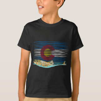 Brown Trout Colorado Flagga Vintage Flygfiske Tyin T Shirt